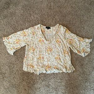 Cynthia Rowley Large Floral Print Flutter Top